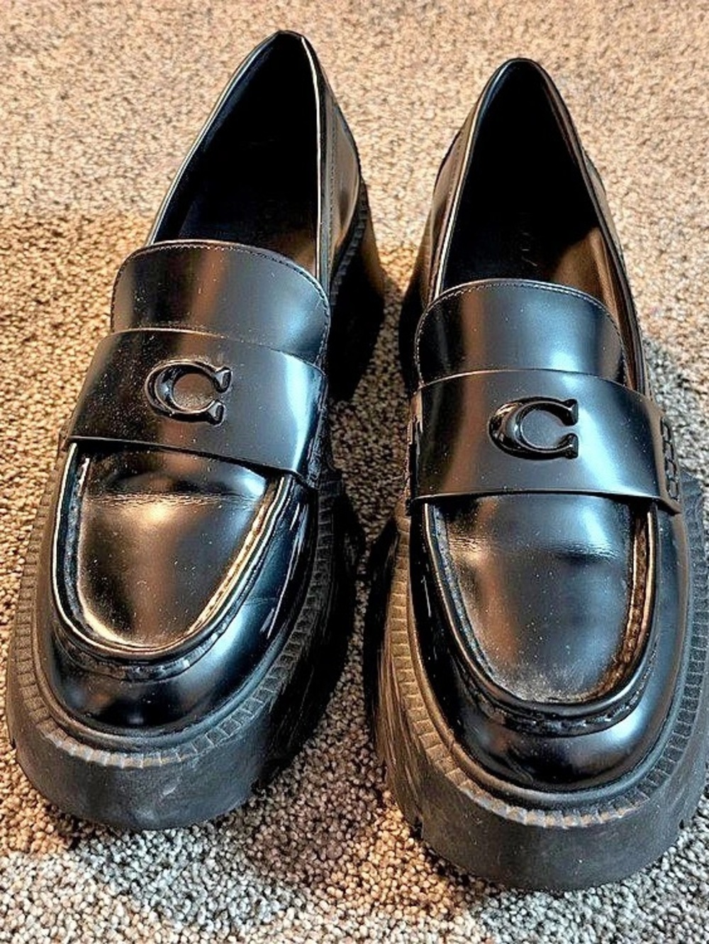 Coach Leah Platform Loafer Black Platforms